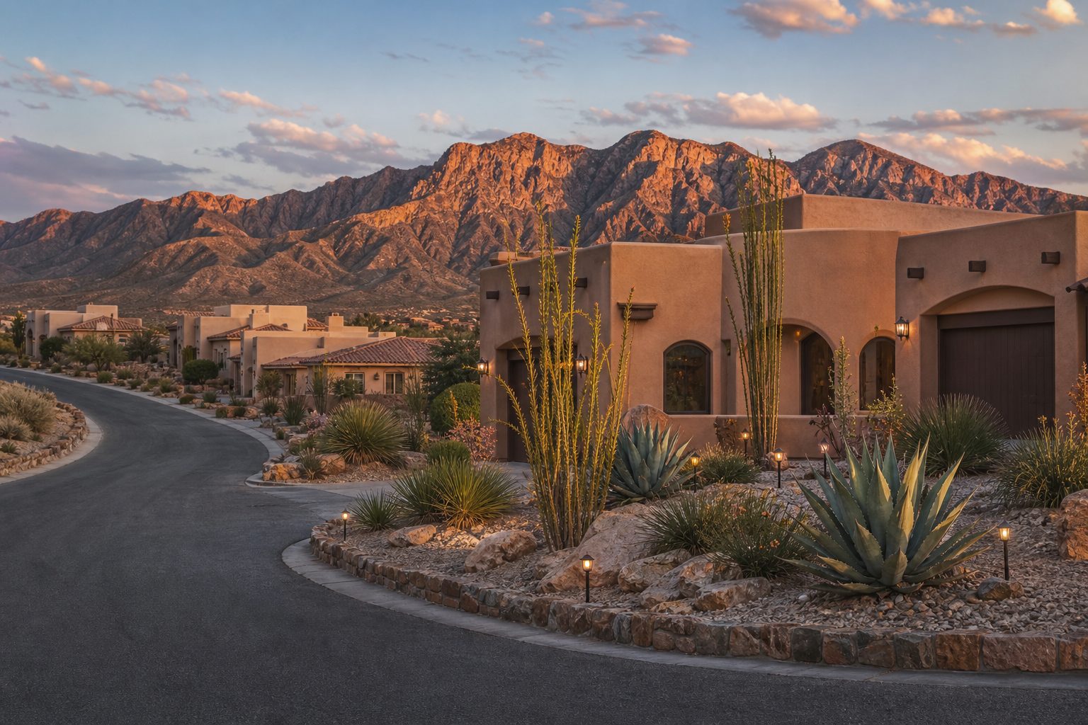 El Paso neighborhood at sunset